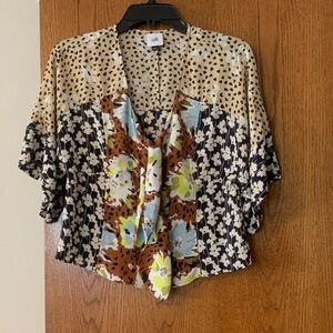 CAbi Multicolor Floral and Dot Blouse